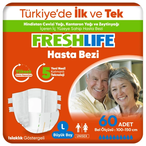 4'lü Freshlife Large Beden Büyük Boy Yetişkin Hasta Bezi 30x4 (120 Adet)