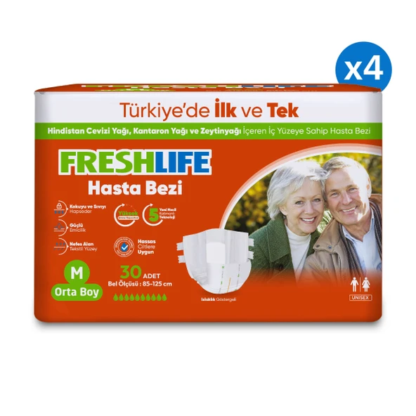 Freshlife Medium Orta Boy Yetişkin Hasta Bezi 30x4 (120 Adet) - 2
