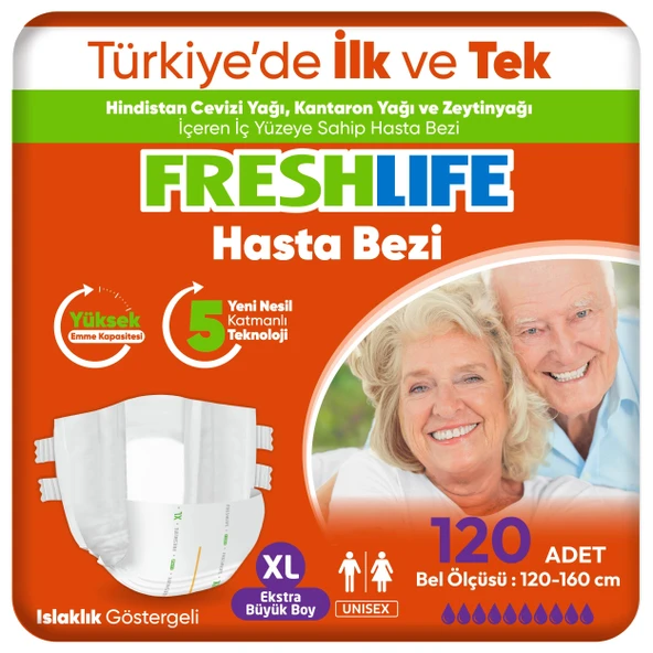 4'lü Freshlife Xlarge Beden Extra Büyük Boy Yetişkin Hasta Bezi 30x4 (120 Adet)