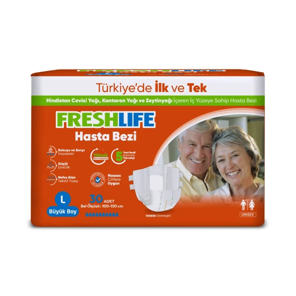 Freshlife Large Beden Büyük Boy Yetişkin Hasta Bezi 30 Adet - 2