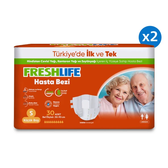 2'li Freshlife Small Beden Küçük Boy Yetişkin Hasta Bezi 30x2 (60 Adet) - 2