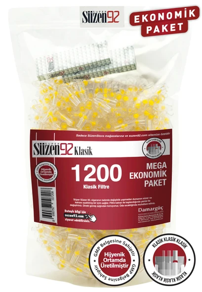 Süzen92 Klasik Filtre 1200'lü Ekonomik Paket 2 Adet Taşıma Kutusu Hediyeli - 1