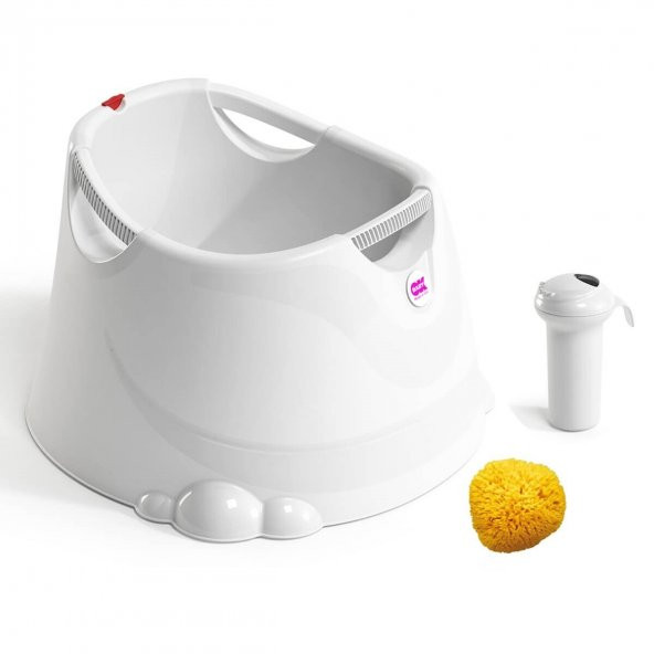 OkBaby Opla Küvet & Splash Bebek Duşu & Doğal Banyo Süngeri No.12 / Beyaz