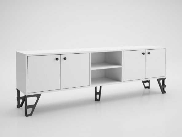 Woodn Love Sofia 180 Cm Metal Ayaklı Tv Ünitesi - Beyaz / Siyah - 2