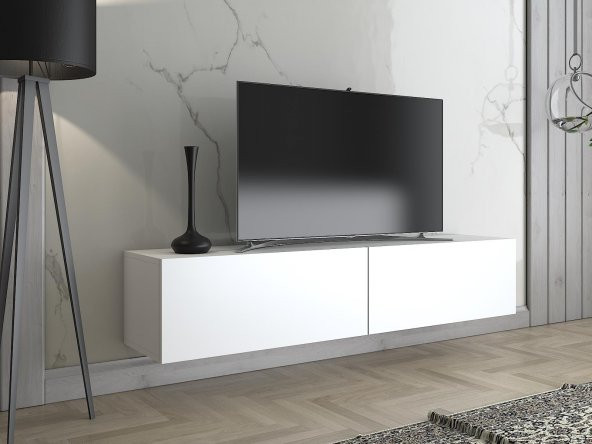 Woodn Love Toprak 150 Cm Duvara Monte Tv Ünitesi - Beyaz / Siyah - 3