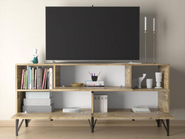 Woodn Love Mia 160 Cm Metal Ayaklı Tv Ünitesi - Konsol - Atlantik Çam / Siyah - 5