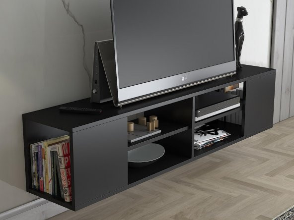 Woodn Love Echo 150 Cm Duvara Asma Tv Ünitesi - Siyah - 4