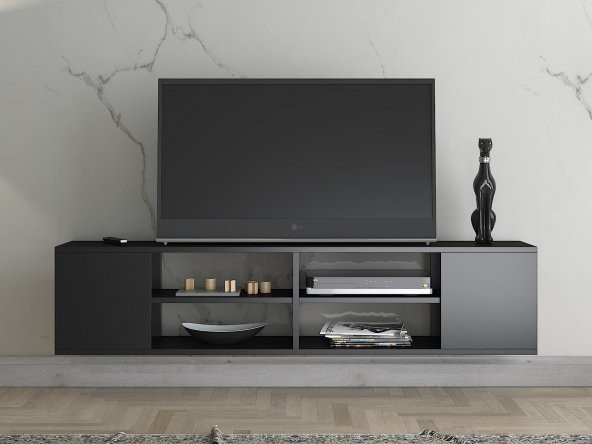 Woodn Love Echo 150 Cm Duvara Asma Tv Ünitesi - Siyah - 5