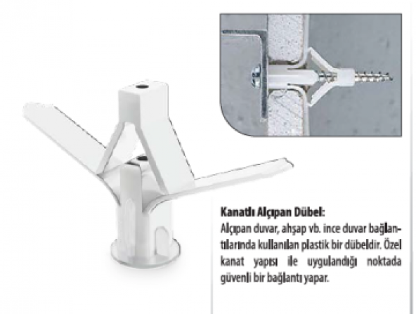 Kanatlı Alçıpan Dübeli Plastik Kelebek Dubel 100 'Lü Paket - 4