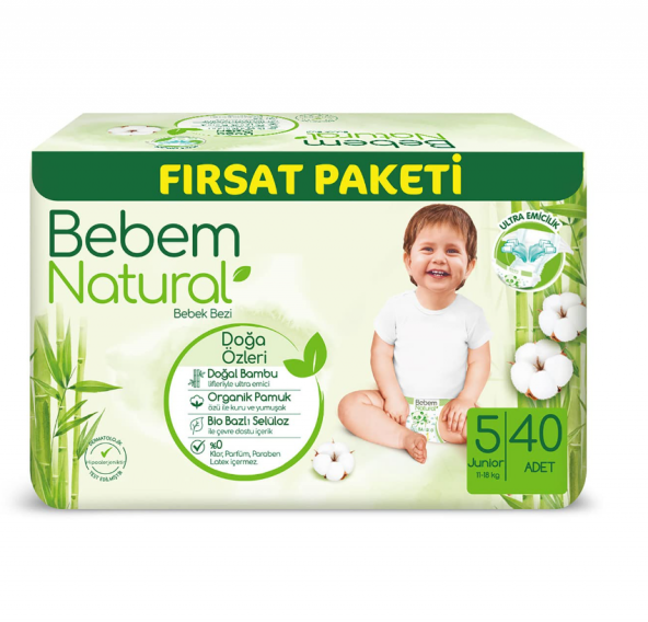 Bebem Natural Bebek Bezi Midi 5 Beden Fırsat Paketi 40 Adet