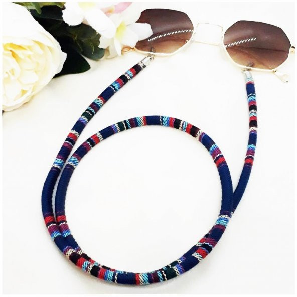 Mavi Renk Retro Kadın Gözlük İpi