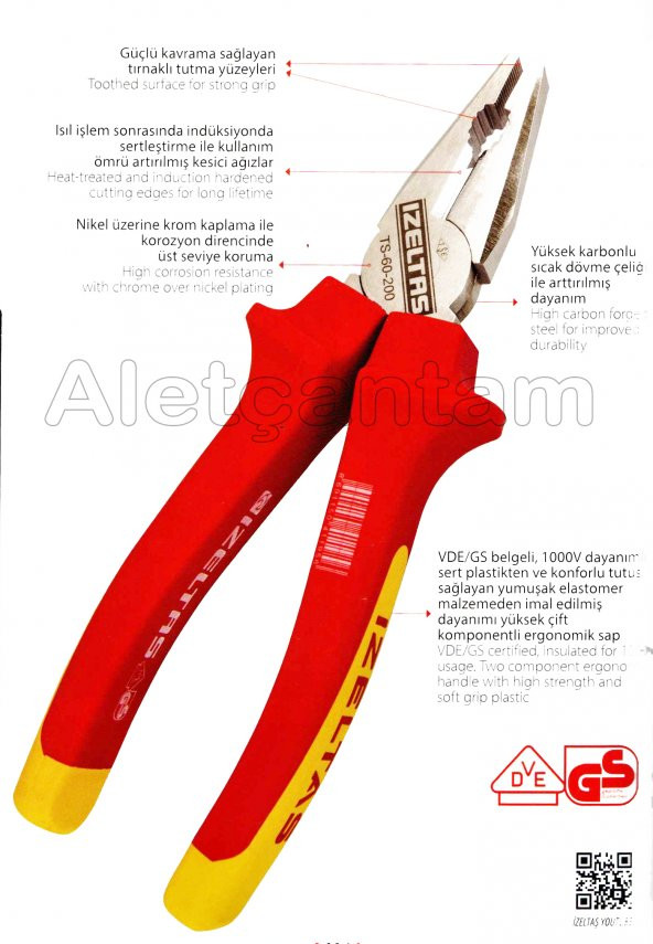 Izeltaş 1000V Izoleli Elektronikçi Kombine Pense 180 Mm - 2