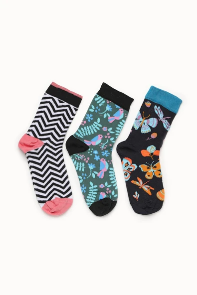 Kanz Desenli Pamuklu 3'Lü Kadın Çorap - Resim 8