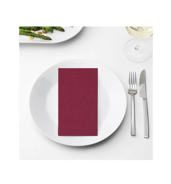 Omnisoft 40x40 cm 1/8 Defter Katlama Servis Peçetesi 50 Adet Bordo - 2