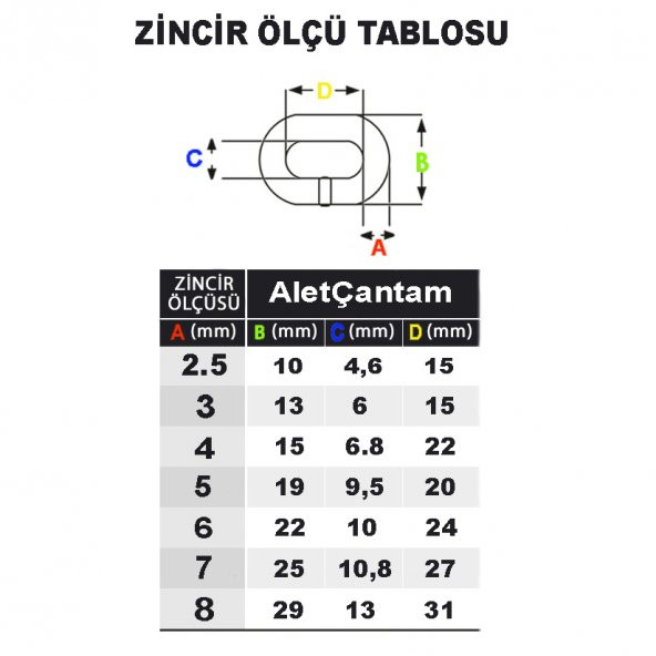 Aletçantam Galvaniz Kaplı Zincir 7 Mm X 1 M - Resim 2