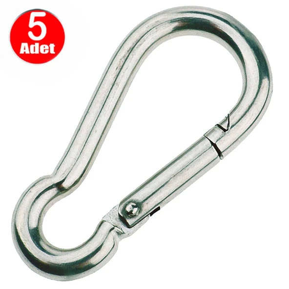 Aletçantam 8 mm Yaylı Karabina Salıncak Hamak Askı Kanca Kilidi -5 Adet