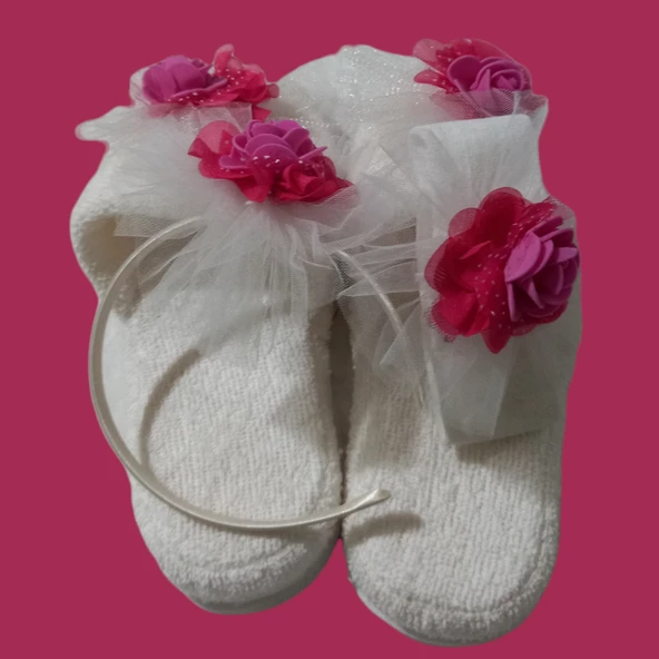 Boutique Venüs Anne Bebek Lohusa Takımları - Beyaz Pembe 0-3 AY - 2