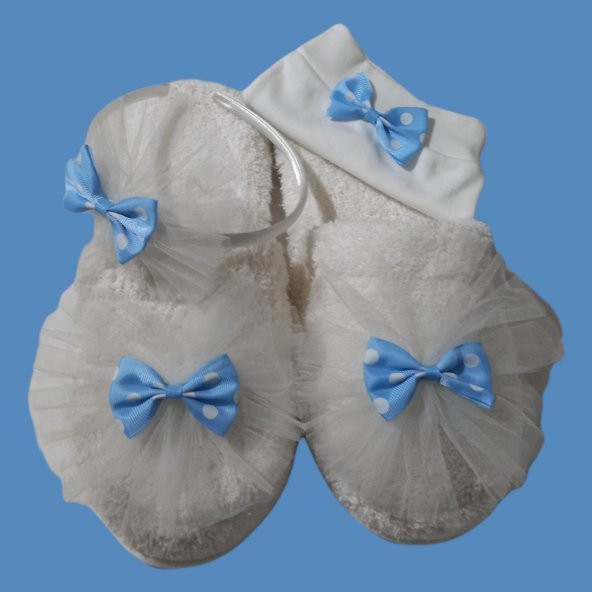 Anne Bebek Lohusa Takımları - Mavi Beyaz Renkli 0-3 AY