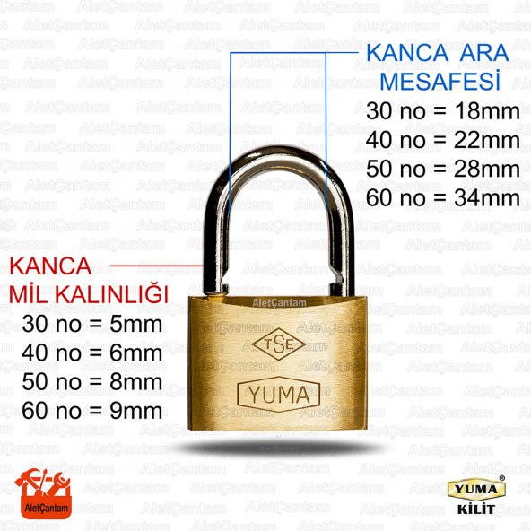 Yuma Pirinç Sarı Asma Kilit Master Sistem ortak Anahtarlı 40Mm - 2