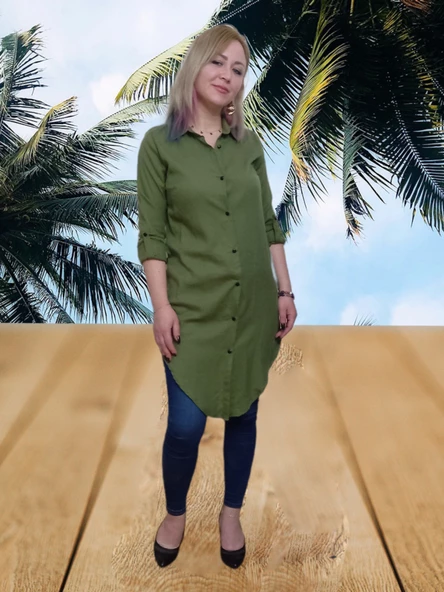 Yeşil Tunik Gömlek - Yeşil S/M - 3