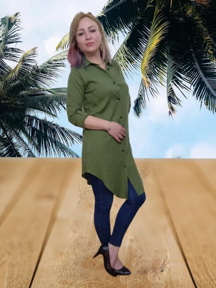 Yeşil Tunik Gömlek - Yeşil S/M - 2