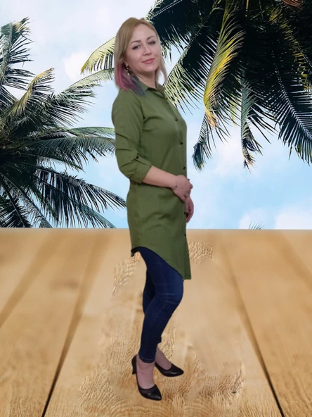 Yeşil Tunik Gömlek - Yeşil S/M - 4