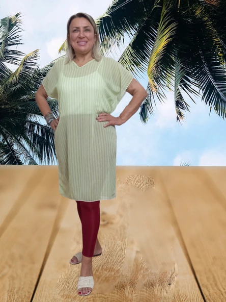 Plaj Elbisesi Pareo - Yeşil gri Standart - 2