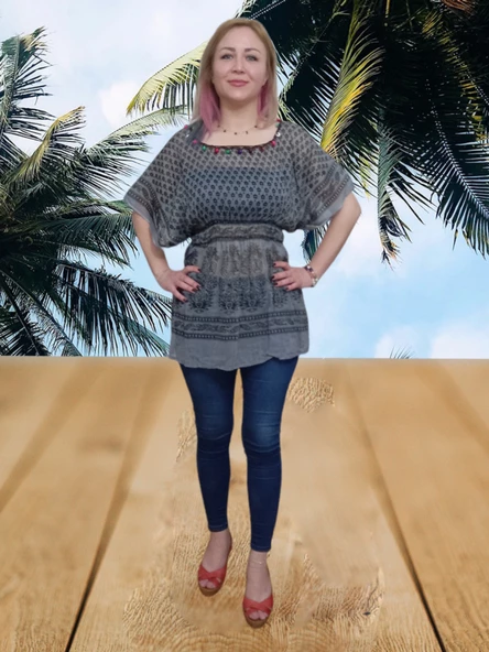 Plaj Elbisesi Pareo - Antrasit Standart - 2