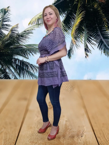 Plaj Elbisesi Pareo - Mor Standart - 2