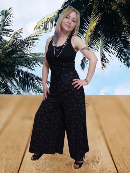 Siyah Bulmaca Pantolon - Siyah Renkli Standart Beden - 5