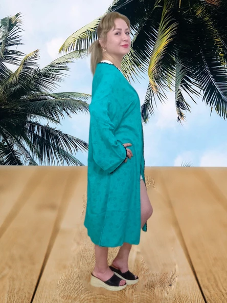 Pareo Plaj Giyim - Su Yeşili Standart - 3