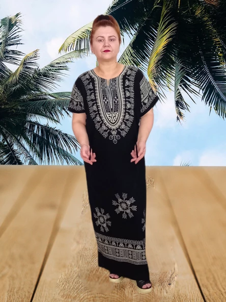 Boutique Venüs Şilebezi Taş Baskılı Siyah Elbise - 11