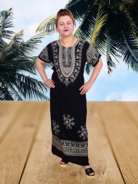 Boutique Venüs Şilebezi Taş Baskılı Siyah Elbise - 7