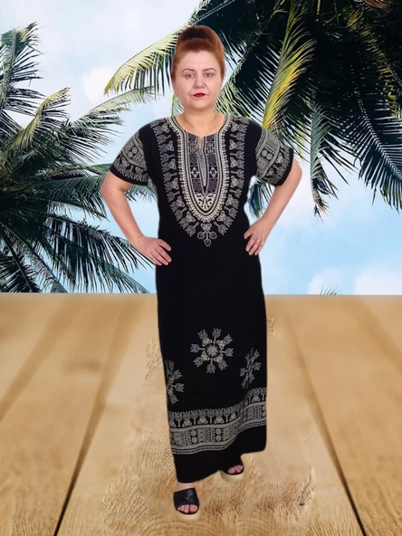 Boutique Venüs Şilebezi Taş Baskılı Siyah Elbise - 10