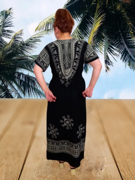 Boutique Venüs Şilebezi Taş Baskılı Siyah Elbise - 9