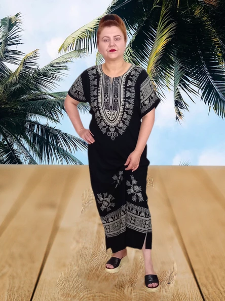 Boutique Venüs Şilebezi Taş Baskılı Siyah Elbise - 12