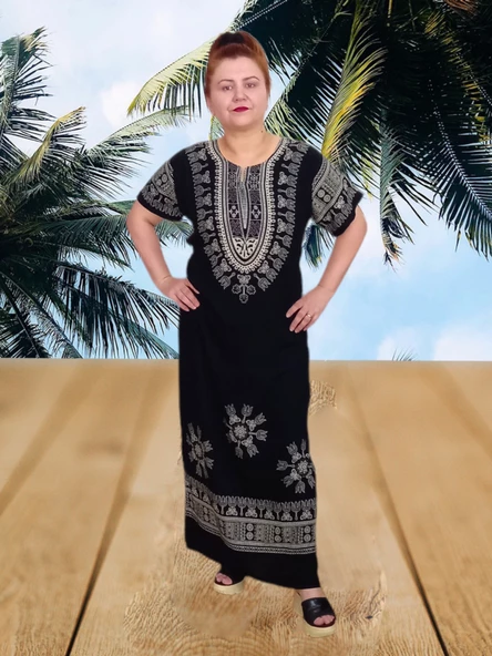 Boutique Venüs Şilebezi Taş Baskılı Siyah Elbise - 2