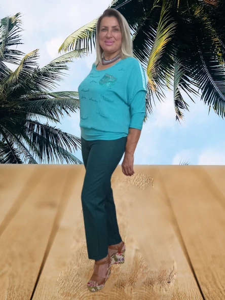 Boutique Venüs Kumaş Pantolon - Yeşil 40 L - 2