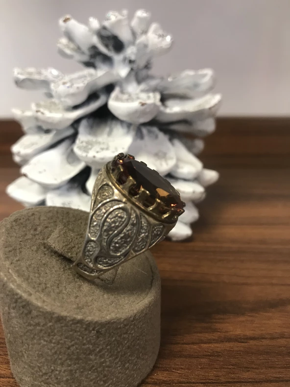 925 Ayar Gümüş Zultanit Doğal Taş Yüzük - Beden 23/11 - 2