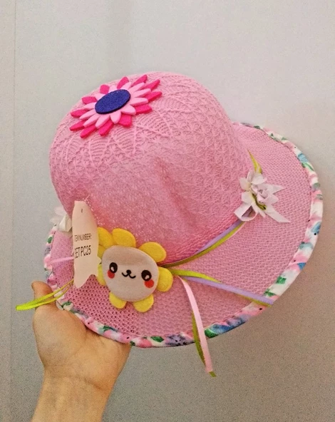 Hasır Şapka - pembe Tek Ebat