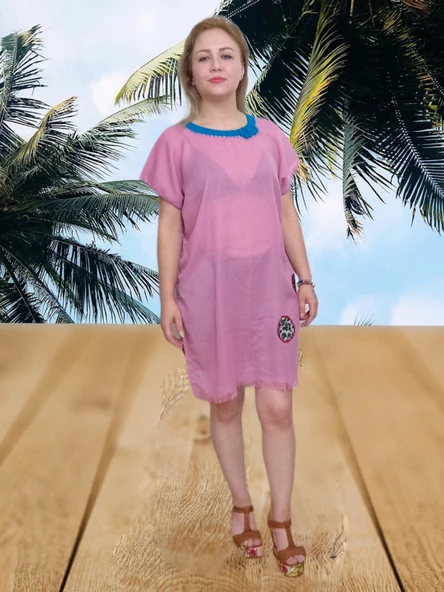 Plaj Elbisesi & Pareo - pembe-mavi Tek Ebat - 3