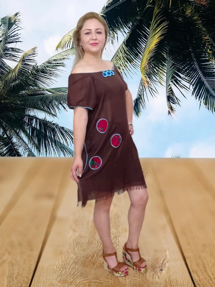 Plaj Elbisesi & Pareo - kahverengi Tek Ebat - 5