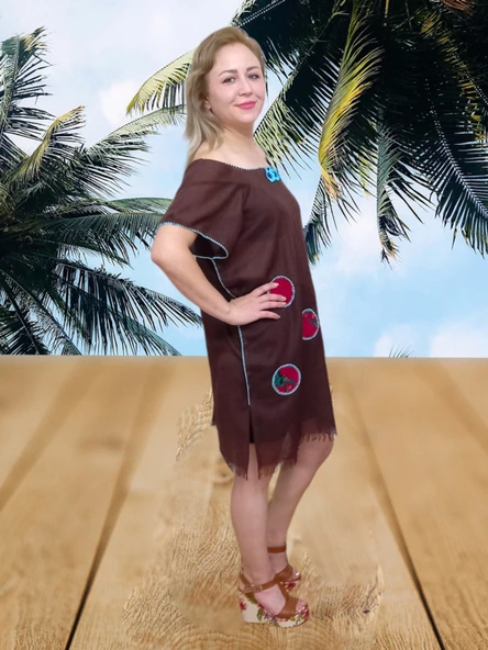 Plaj Elbisesi & Pareo - kahverengi Tek Ebat - 4