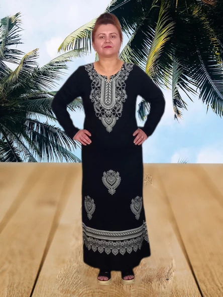 Şile Bezi Elbise - Siyah/beyaz S