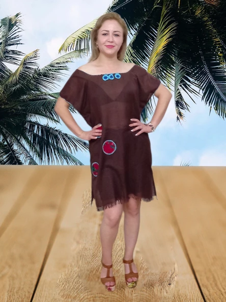 Plaj Elbisesi & Pareo - kahverengi Tek Ebat - 2