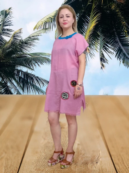 Plaj Elbisesi & Pareo - pembe-mavi Tek Ebat - 2