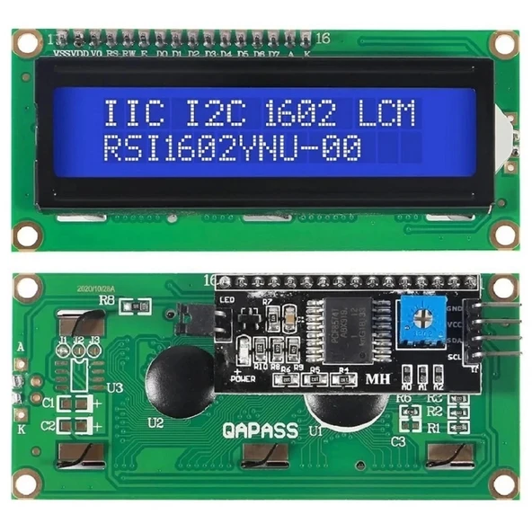 16x2 Mavi LCD + IIC/I2C Ekran Arayüz Modülü Birlikte Set - Resim 4