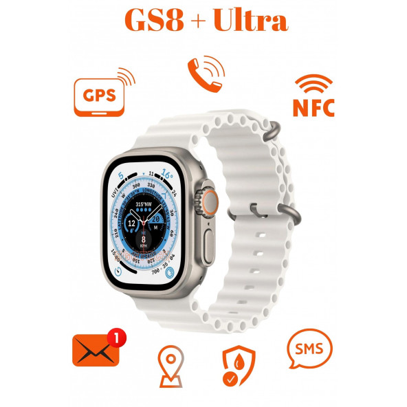 Watch 8 Ultra GS8 + Ultra Akıllı Saat Smart Watch 3 Tuş Aktif Kordon Kilitlemeli Gps Ve Nfc Özellikli 2.05 inc Ekran