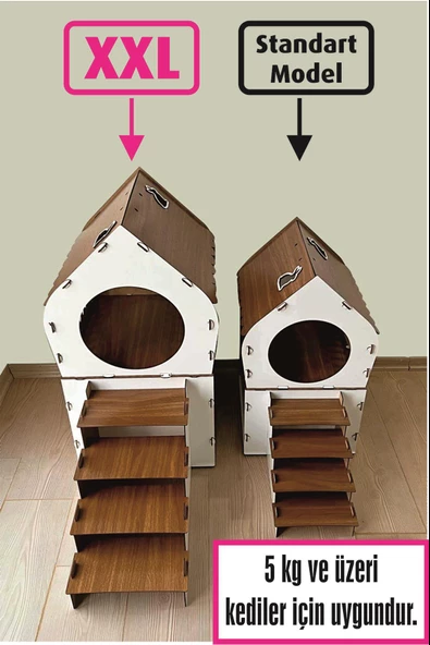 Büyük Kedi Evi Xxl Teraslı Kedi Evi 5kg Ve Üzeri Kediler Için XXL SİYAH - 5