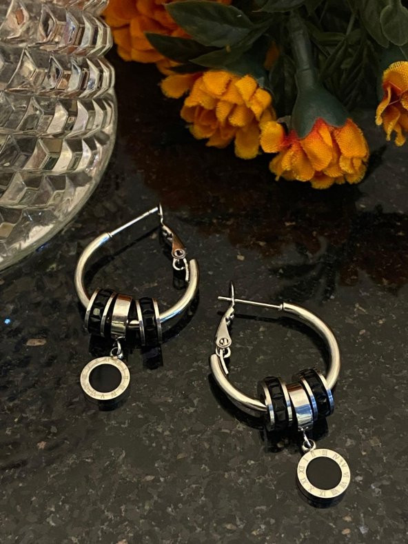 Aksesuar Çarşısı Çelik İğneli Sallantılı Bulgari Model Küpe - 8